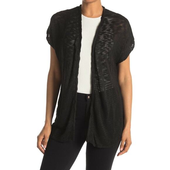 Catherine Malandrino Women's Slub Open Cardigan In Black Medium MSRP $88 - Picture 1 of 4